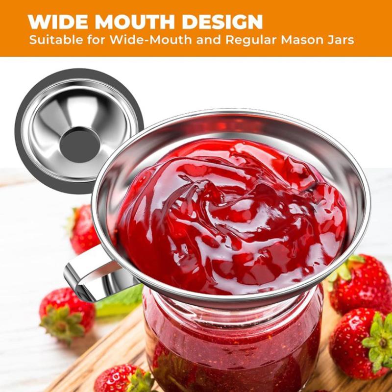 Mycket populär 2 storlekar rostfritt stål vidöppnad konserveringstratt salladsdressing vätsketratt behållare filter köksverktyg prylar