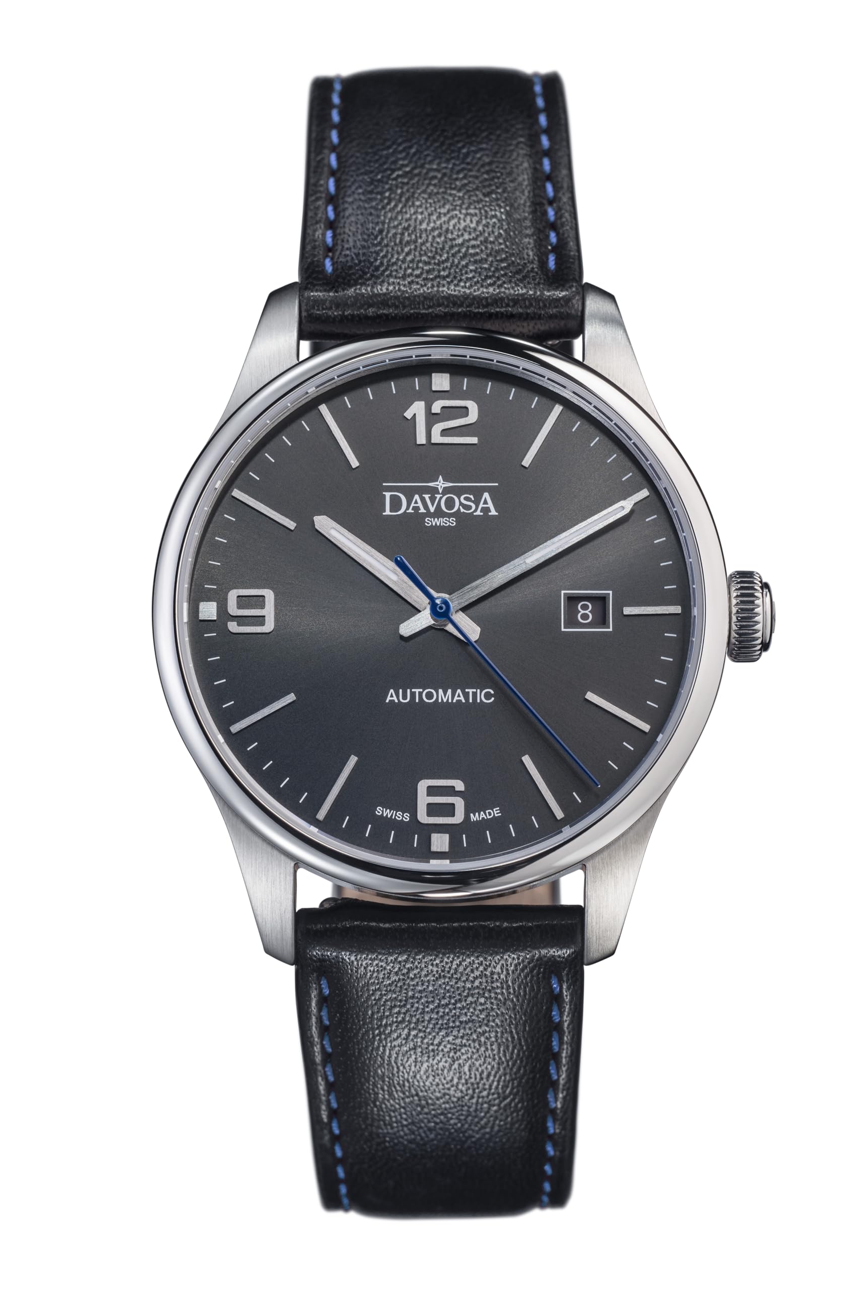 

Watch Mechanical Automatic Date Gentleman Swiss Made Black [Davosa] 161.566.94 Men s сірий колір