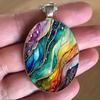 Vintage Dream Ripple Oval Glass Zinc Alloy Pendant Necklace