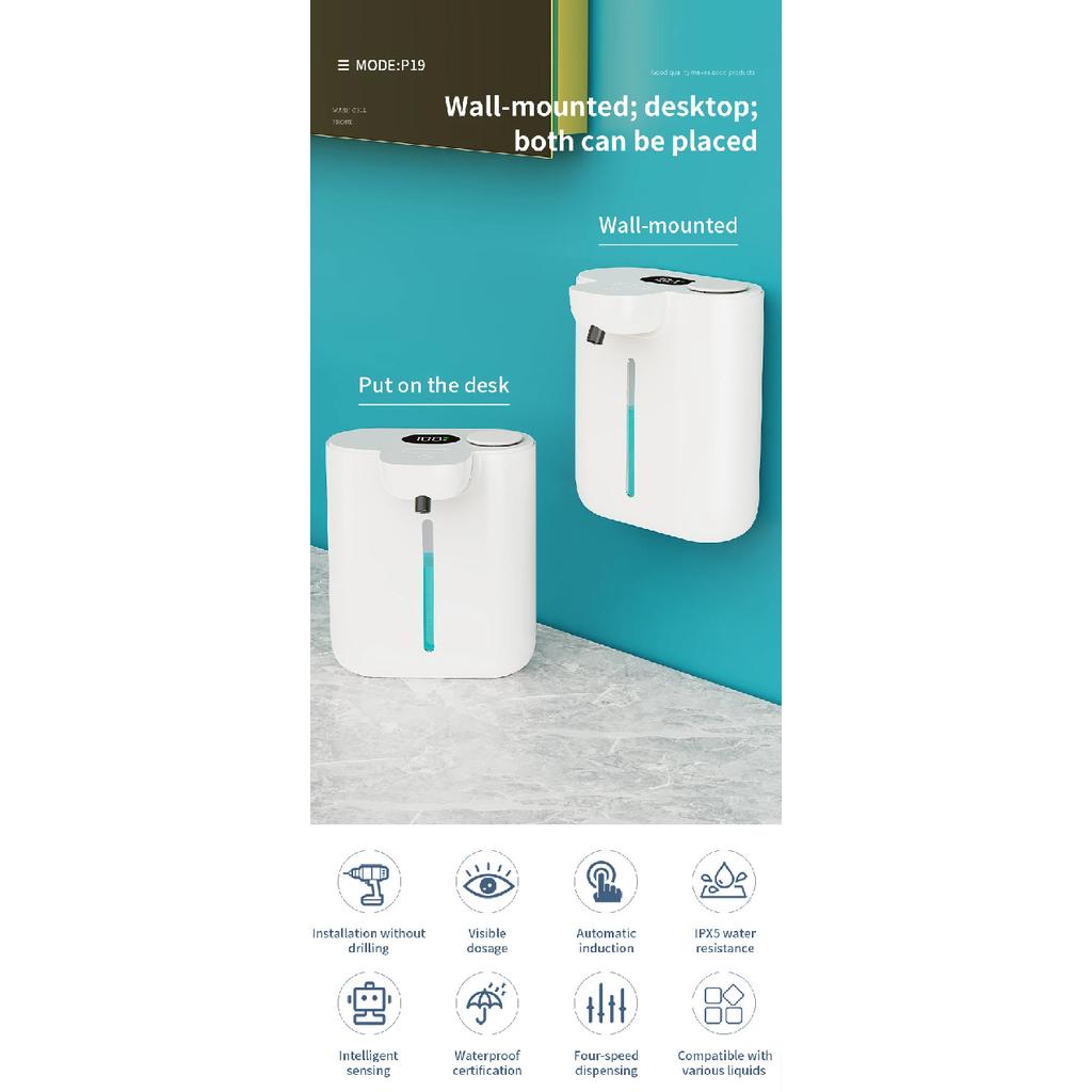 500ML HD Display 9 Levels Adjustable Automatic Smart Sense Soap Dispenser IPX5 Waterproof Rechargeable Hand Dish Washing Machine