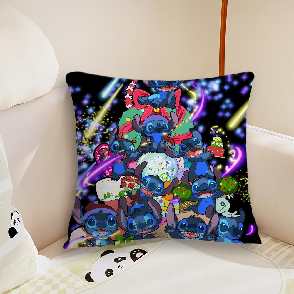 MINISO Cartoon S-Stitch Cute Cushion Cover Living Room Headboard Bedroom Office Cushion Cushion Sofa Nap Time Pillow Case