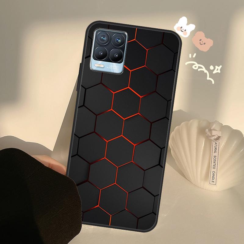3D Hexagonal Lights Case For Realme C55 C63 C61 C51 C53 C25 C65 C67 C71 C75 11 12 13 14 Pro Plus GT6 GT7 15 Pro