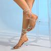 2025 New Fashion Glitter Rhinestones Women Pumps Crystal Silk Pointed Toe Buckle Strap Thin High Heels Party Prom Shoes