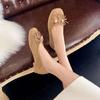 Suede Round-toe Shallow-mouth Tassel Slip-on Soft-sole Anti-slip Wear-resistant Low-heel Single