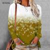 3D Snowflakes Pattern Print Women Gradient T-Shirts Long Sleeve Lady Street Hip Hop Tee 6XL Big Size Female Clothing Casual Tops