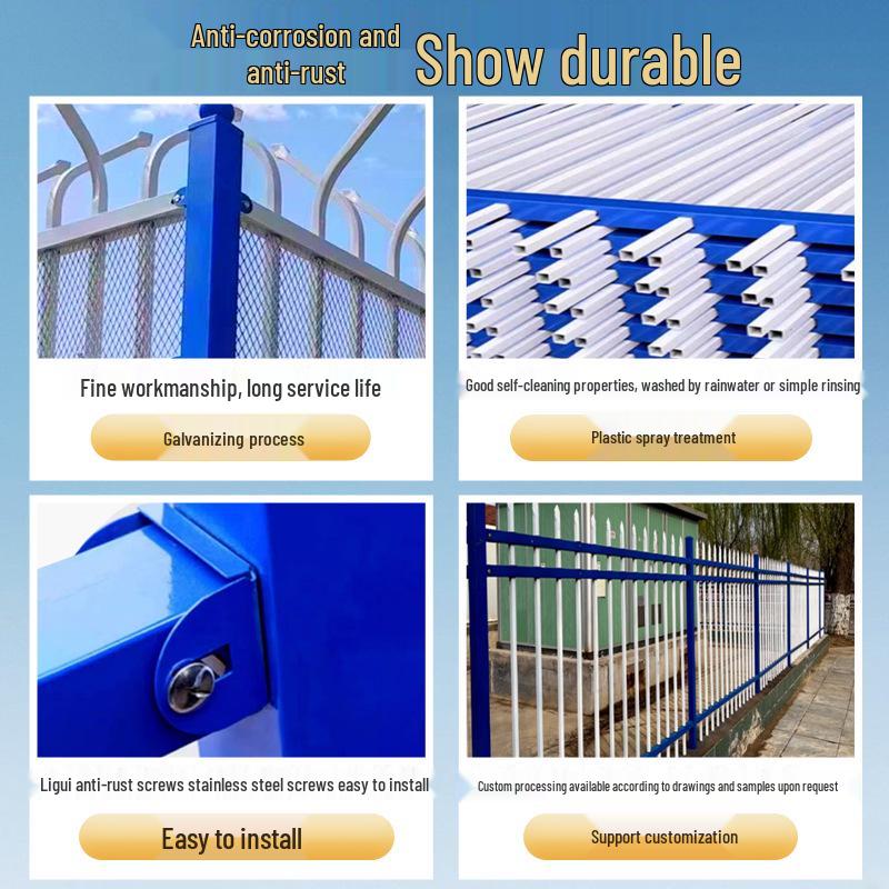 Zinc Steel Outdoor Wrought Iron Fence for Courtyard and Villa Protection
