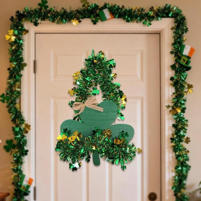 Irish Festival Decoration Wood Shamrock Door Sign Hanging Ornament for Front Door Mantels Tree Holiday Party Decoration