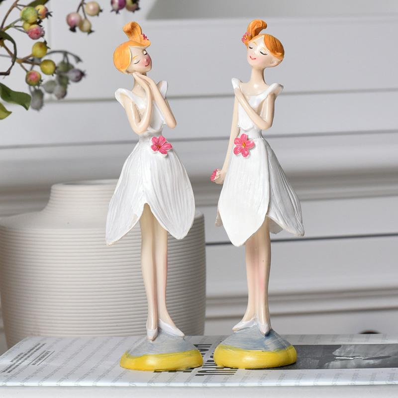 2pcs/set Beautiful  Resin Craft  Figurines Wedding Gift Home Decoration hogar moderno  fairy  nordic  garden angel