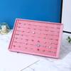 Storage Pink Earring Display Tray Stackable Rectangular Fabric Jewelry Box  Ring