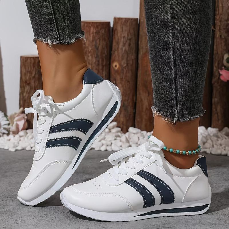 Új Fűzős Alkalmi Sportcipők, Puhatalpú Sokoldalú Forrest Gump Cipők, Lapos Csúszásmentes Diákcipők, Puha Bőr Fehér Sportcipők