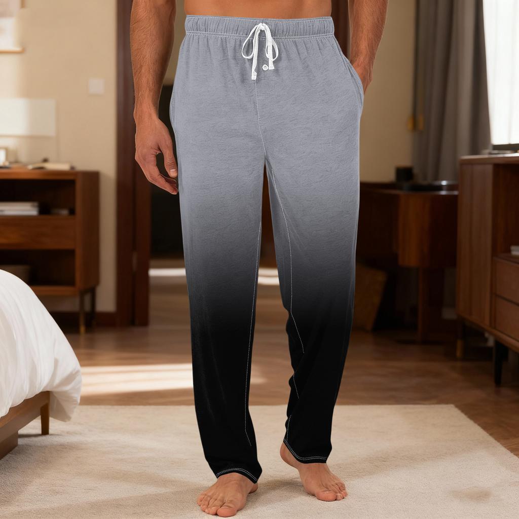 Herrenhose mit einfarbiger Strickhose mit Taschen, legere Home-Pyjama-Hose