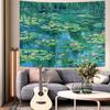 Monet Water Lilies Tapestry Impressionist Floral Wall Hanging with Pond & Willow for Bedroom Living Room & Artistic Home Decor