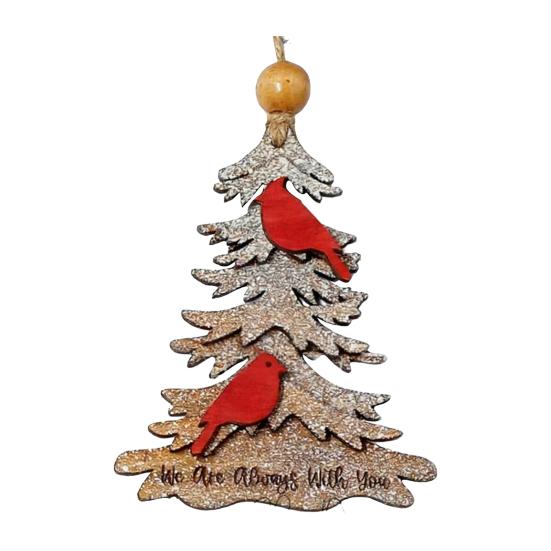 We Are Always with You Ornament Tree Shaped Wooden Christmas Ornament Sympathy Gift for Loss of Loved One