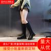 Customized leather knight boots women's 2025 autumn and winter new thick heel fashion round head boots casual versatile boots