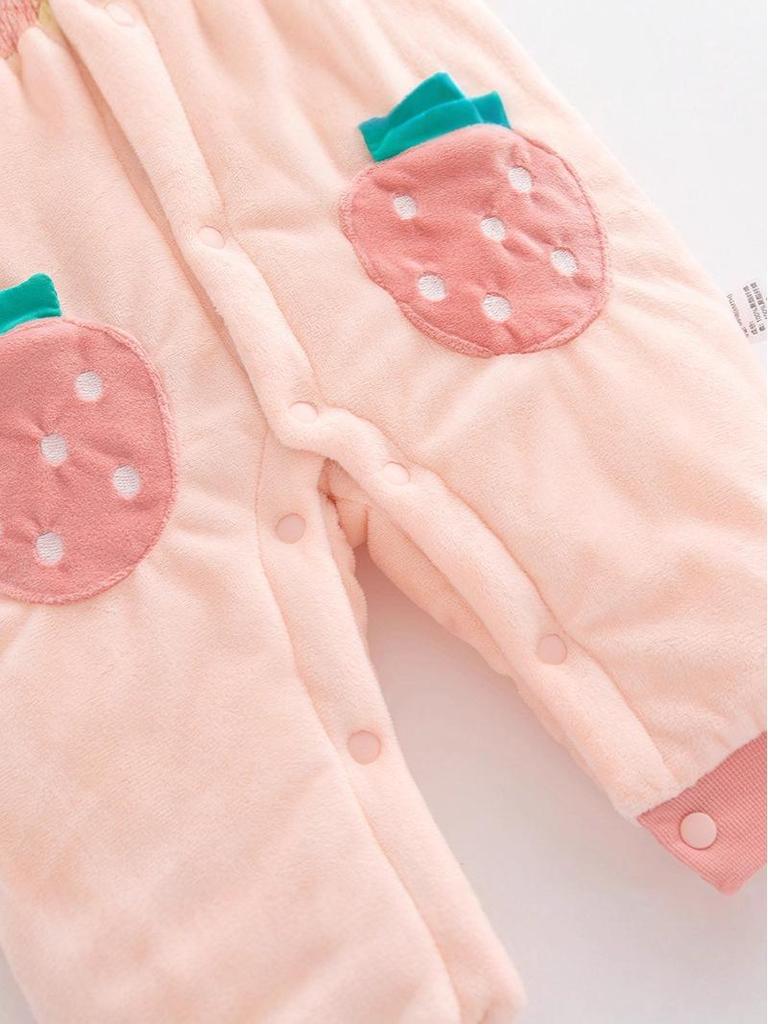 Winter Padded Cotton Jumpsuit for Newborn Girls - Warm, Plus Velvet, Thickened Outerwear