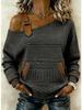 Trendy Patchwork Denim Long-Sleeve Top for Women – European & American Autumn/Winter Fashion