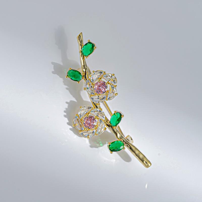 Bo Xin Yun Colorful Zirconia Flower Brooch - Fresh, Sweet, and Elegant Cardigan Pin