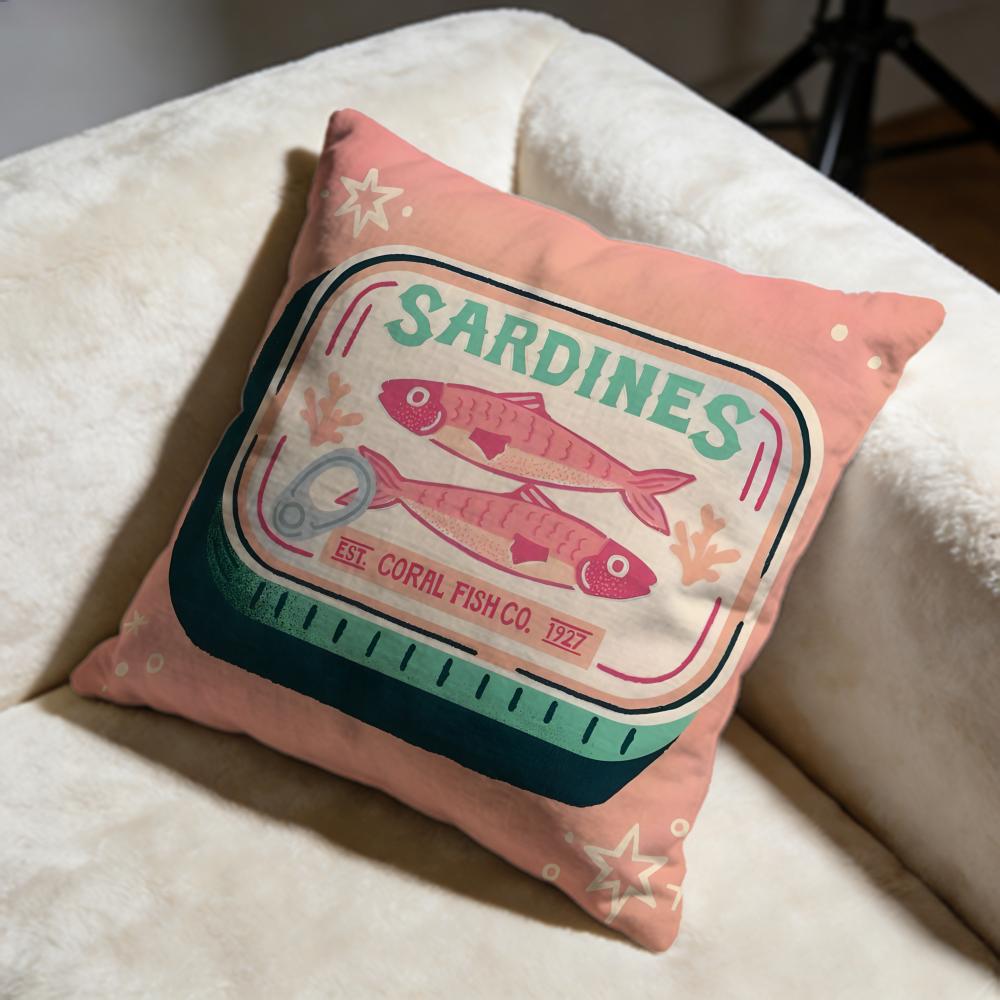 Sardine Can Cushion Cover Soft Decorative Pillow Case Suitable For Bedroom Sofa Car Travel Use