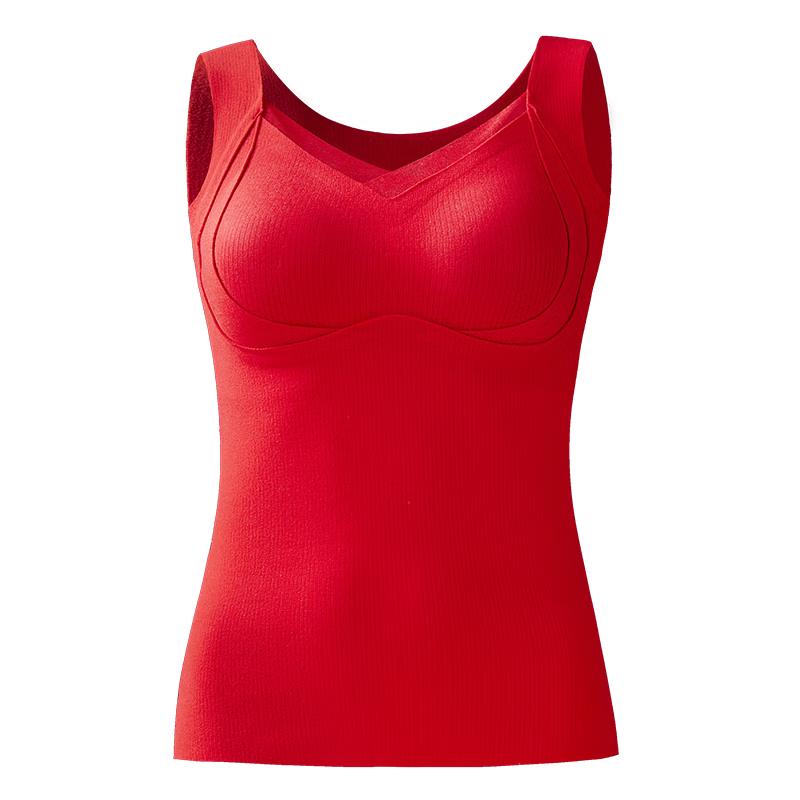 Женский красный бесшовный термокомплект с подкладкой M