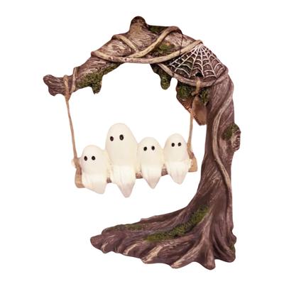 Halloween Swing Ghost Statue Resin Spooky Figurine Desktop Ornament Bookshelf Decor Garden Patio Lawn Halloween Decorations