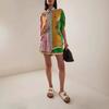 Europe and the United States Cross-border 2024 New Independent Station Fashion Linen Graffiti Linen Macaron Lapel Shorts Set