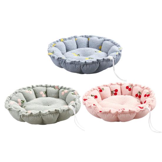 Pet Bed Ultra-thick Reusable Super Soft Comfortable Breathable Warm-keeping High Elasticity Lightweight Large Pet Dog Round Bed Kennels for Bedroom