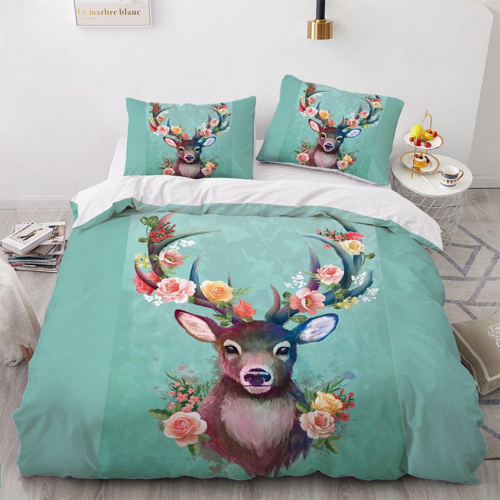 3D Animal Bedding Set Boys and Men Down Duvet Covers Pillowcases 2/3pcs, King Queen Double Bed Cover Gift