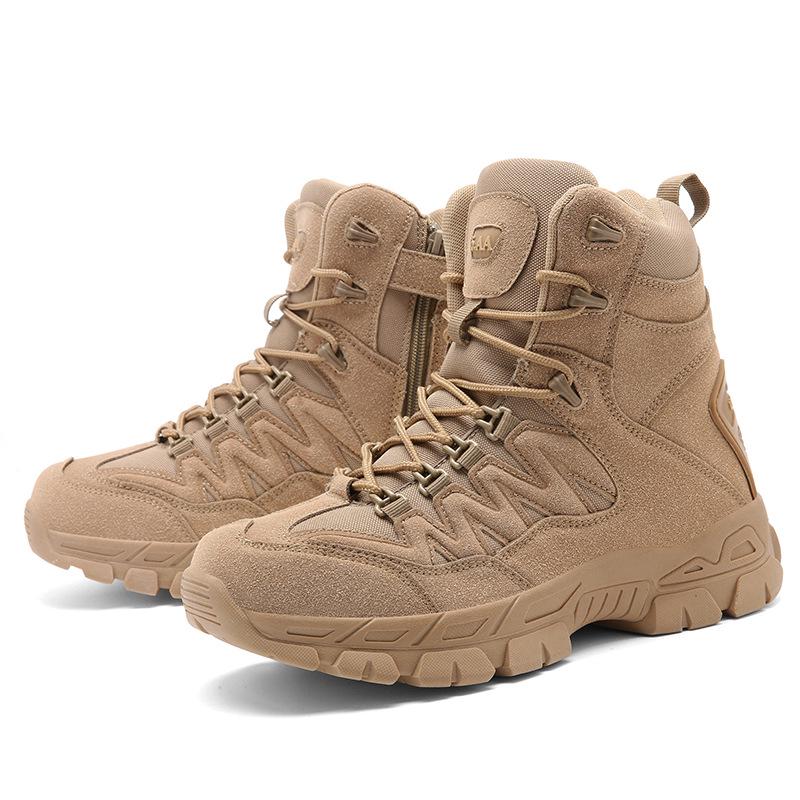 

Men s High-Top Tactical Hiking Boots - Non-Slip, Wear-Resistant, Outdoor Mountaineering Footwear 44 бежевий