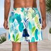 Men S Plus Size Printed Beach Shorts Drawstring Waist Straight Leg With Side Pockets