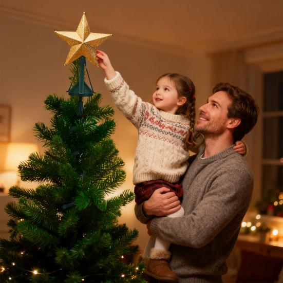 Christmas Tree Topper Holder Universal Twist-on Holiday Tree Topper Stabilizer Metal Green Support Rod with Adjustable Attachment for Stabilizing