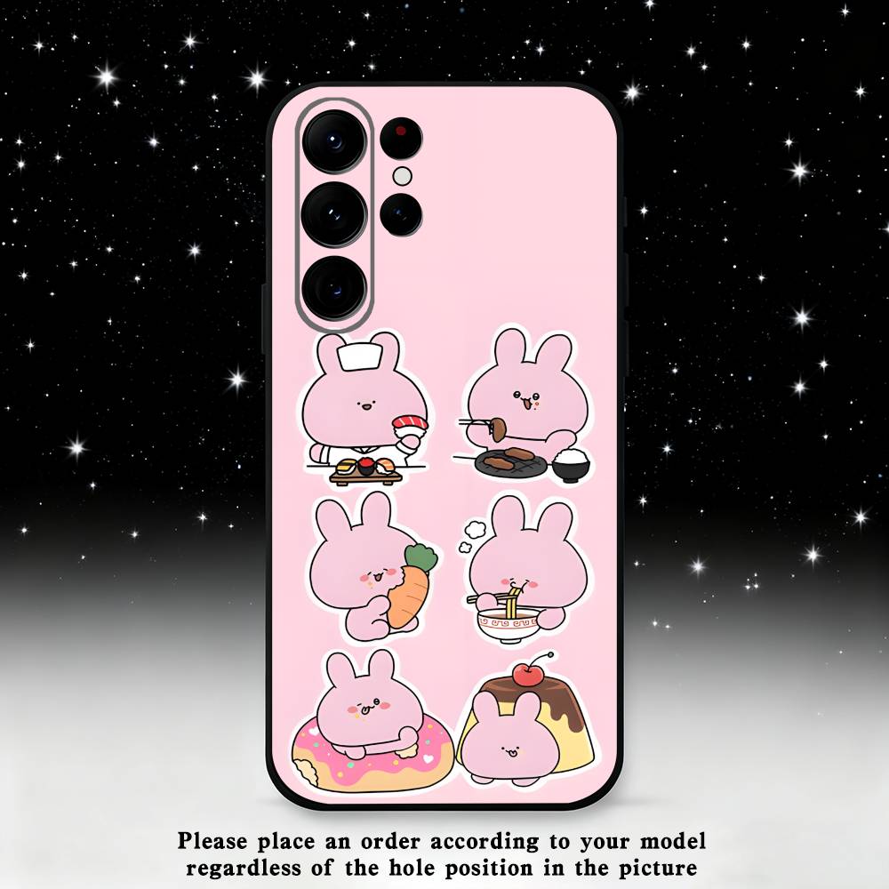 

Cartoon A-Asamimichan Phone Case For Samsung S25,S24 Ultra,S20,S30 plus,S22 plus,S23,S30 Ultra 5G Silicone Black Shell Samsung S25