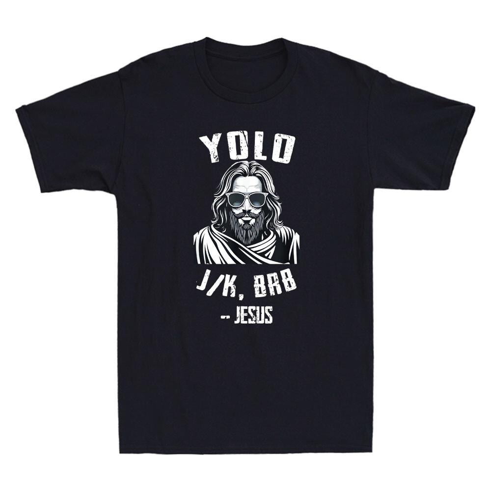 Yolo Jk Brb Jesus Funny Easter Day Bible Christian Easters Vintage Men s T-Shirt L