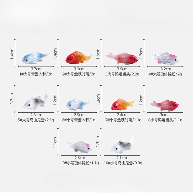 10Pcs/set Cartoon Multicolors Fish Koicarp Animal Miniatures Resin Ornaments Fairy Garden Decoration Moss Terrarium Micro Landscape