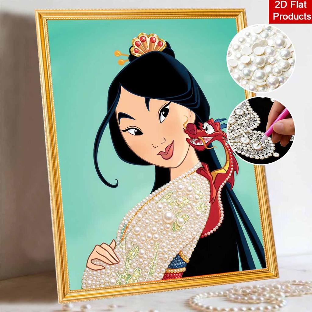 Disney Pearl Painting Mulan and Mushu Dragon Pearl Art Painting Kit Art Pearl Painting Kit Adult Beginner Gift Creative Home Wall Decor