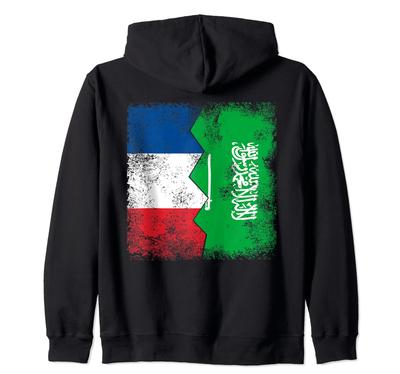 French Saudi Arabian Flag Half Saudi Arabian French Roots Vintage Zip Hoodie