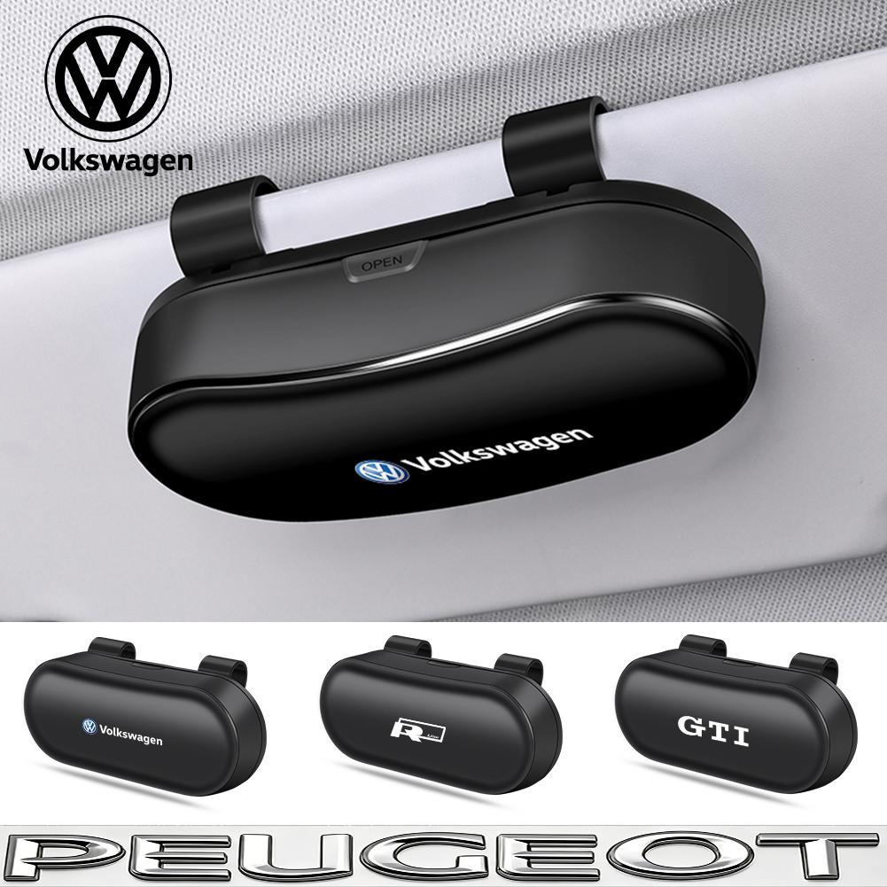 Car Sun Visor Organizer Glasses Ticket Card Box Styling Accessories For VW Golf Tiguan T-Roc Polo Passat ID.4 T-Cross ID.3 Taigo