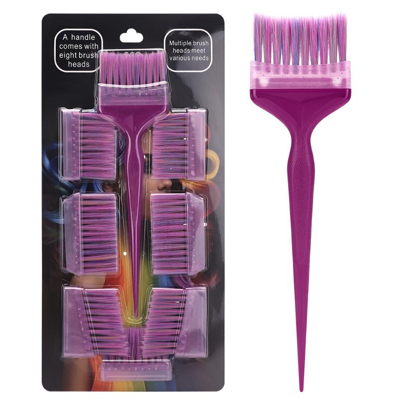 

4 Types Hair Dye Easy Clean Durable 8Pcs Replaceable Brush Head Salon & Home Hairdressing Tinting Coloring Tools Accessories Kit червоний