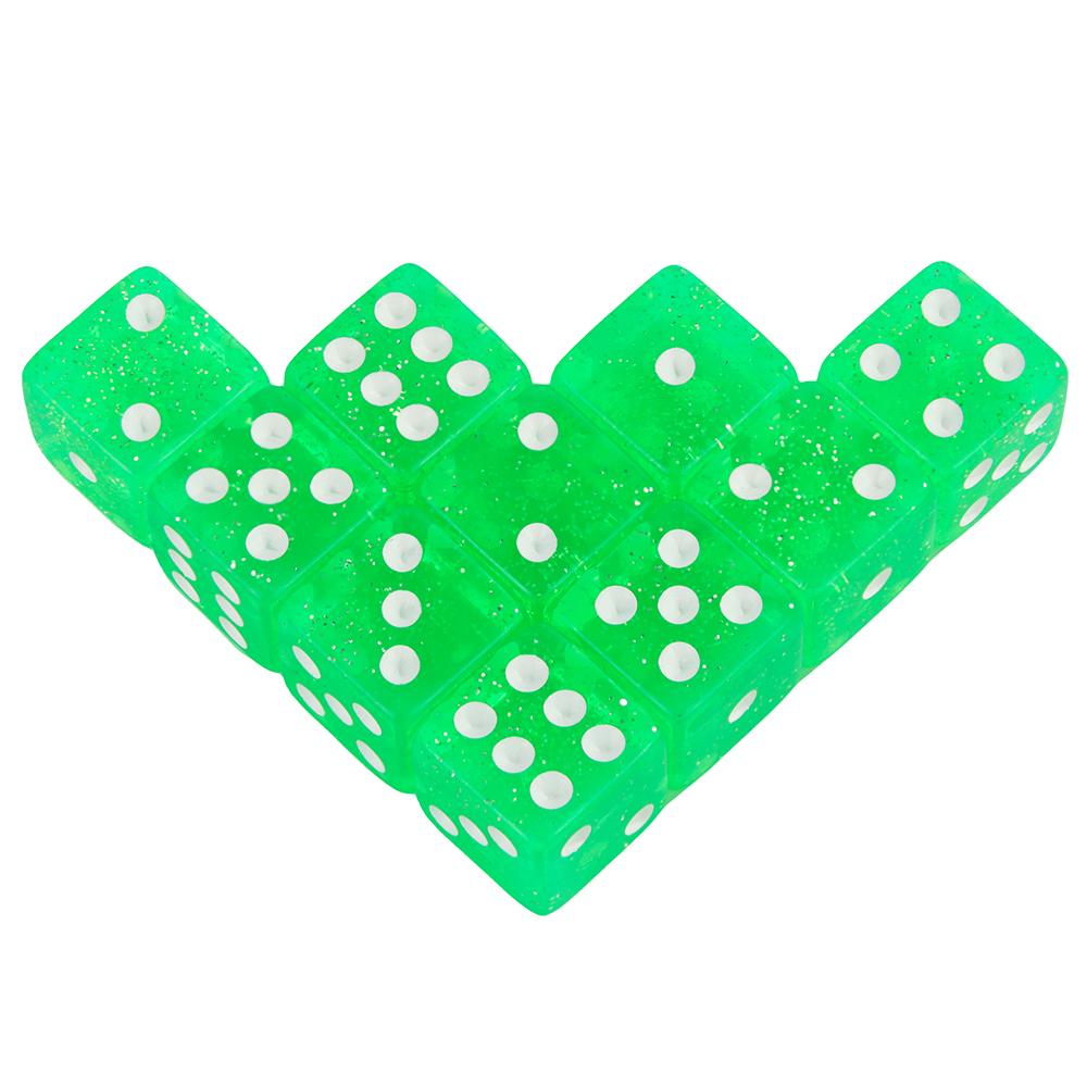 

10 шт./набор игральных костей DND D6 16 мм цветные 6-сторонние настольные игровые акриловые блестящие многогранные игральные кости зелёный