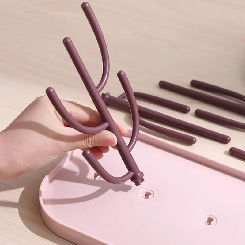 New Bottle Dry Rack Baby Bottle Drain Drying Racks Blue Pink Baby Bottle Cleaning Dryer Drainer Storage Drying Rack