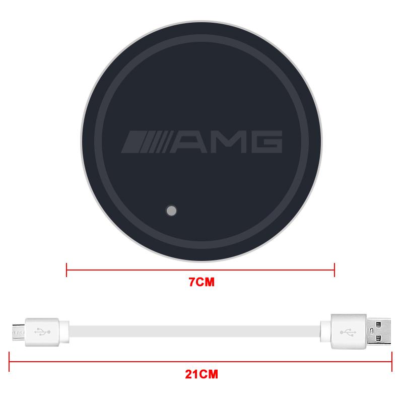 For Benz FS17 Color LED Car Cup Holder Light Luminous Coaster Water Cup Pad For Mercedes Benz W204 W205 W212 W213 W221 W177 W246 GLA GLC CLA