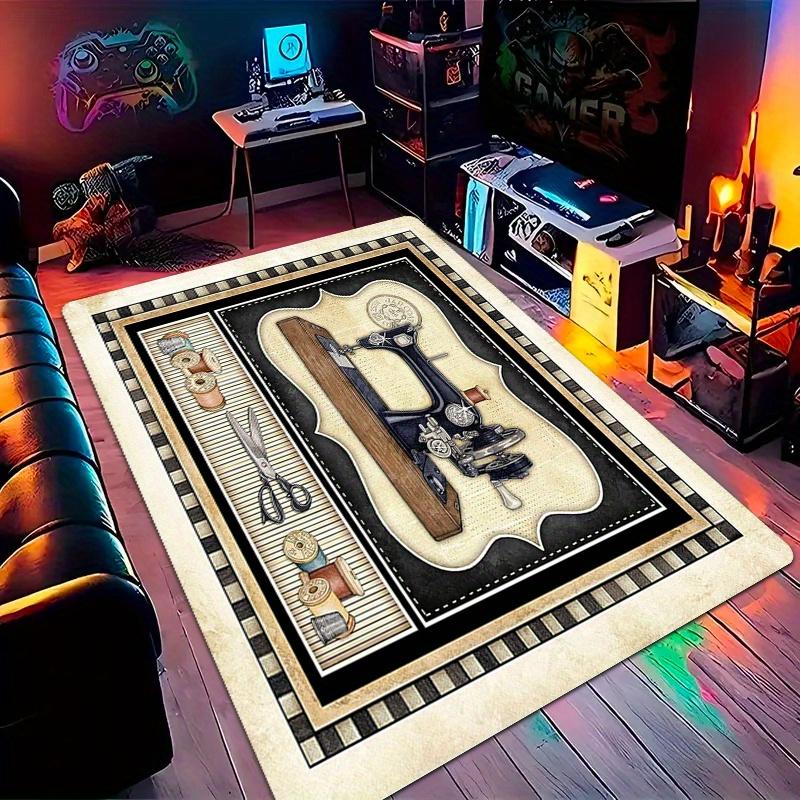 

Vintage Sewing Machine Doormat, Nostalgic Tool Illustration Non-Slip Rug, Durable Washable Floor Mat for Laundry and Kitchen 40x60cm