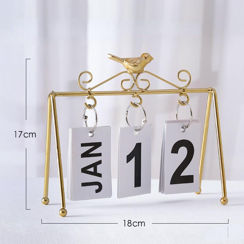 DIY Iron Bird Page Flip Calendar Decoration Crafts Creative Perpetual Calendar Home Decoration