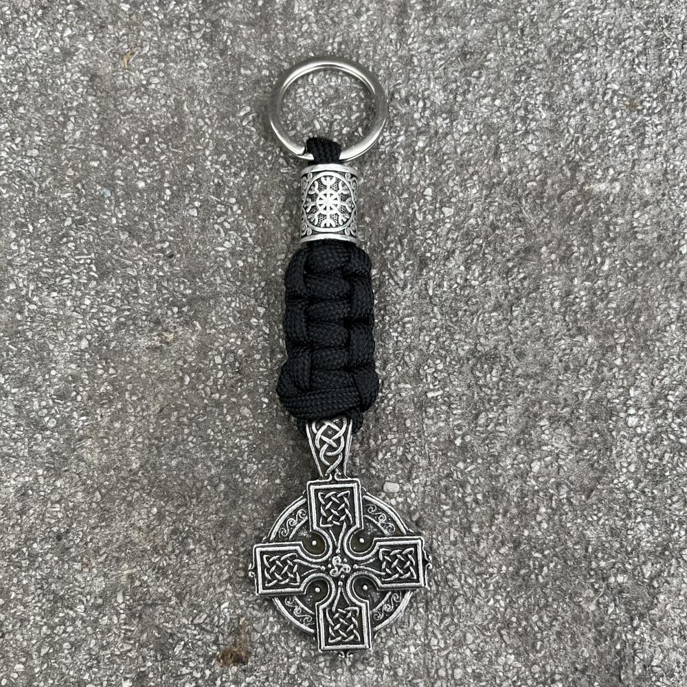 Nostalgia Norse Viking Irish Knot Cross Shield Druid Amulet Trinity Runes Beads Keychain Paracord Accessories