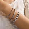 Htpwe Stainless Steel Glossy Zirconium Round Bead Combination Bracelet Set Women Plated 18k Couple Holiday Gift Bracelet Zircon