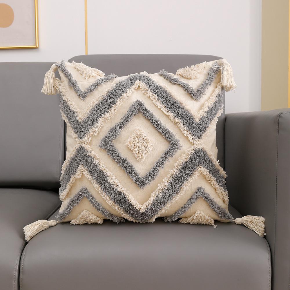 

Скандинавский стиль Марокканская кисточная подушка B&B Легкая роскошь Вышивка Подушка Съемная Моющаяся Кисточка Домашняя Наволочка 45 * 45 pillow cover without core