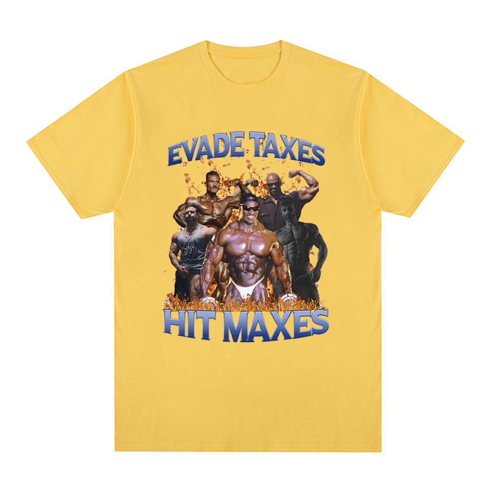 Vyhýbejte se daním Hit Maxes Gym Meme Grafické tričko Pánská móda Hip Hop Vintage Trička s krátkým rukávem 100% bavlna Tričko Nadměrné