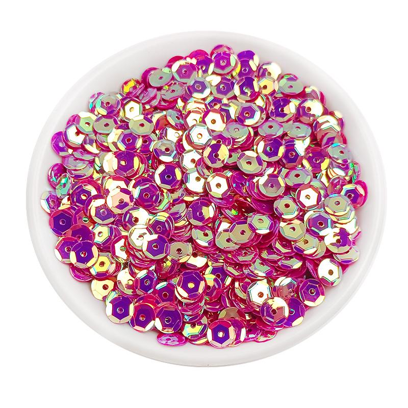 6MM Round Curved PVC Sequins with Middle Hole and Hexagonal Beads for Sewing