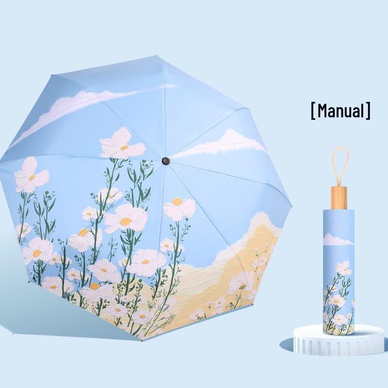 Nanqiao Graffiti Cartoon UV Protection Black Adhesive Sun/Rain Umbrella 21 inches