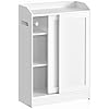 Bathroom Cabinet, Narrow Bathroom Storage Unit, Toilet Paper Holder and Brush Compartment, Sliding Doors, Adjustable Shelves, Next To Toilet