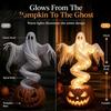 Glowing Tabletop Figures Ghost Pumpkin Yard Lamp Halloween Resin Figurine with Warm LED Light Battery Operated Glow Ornaments Spooky Swirling